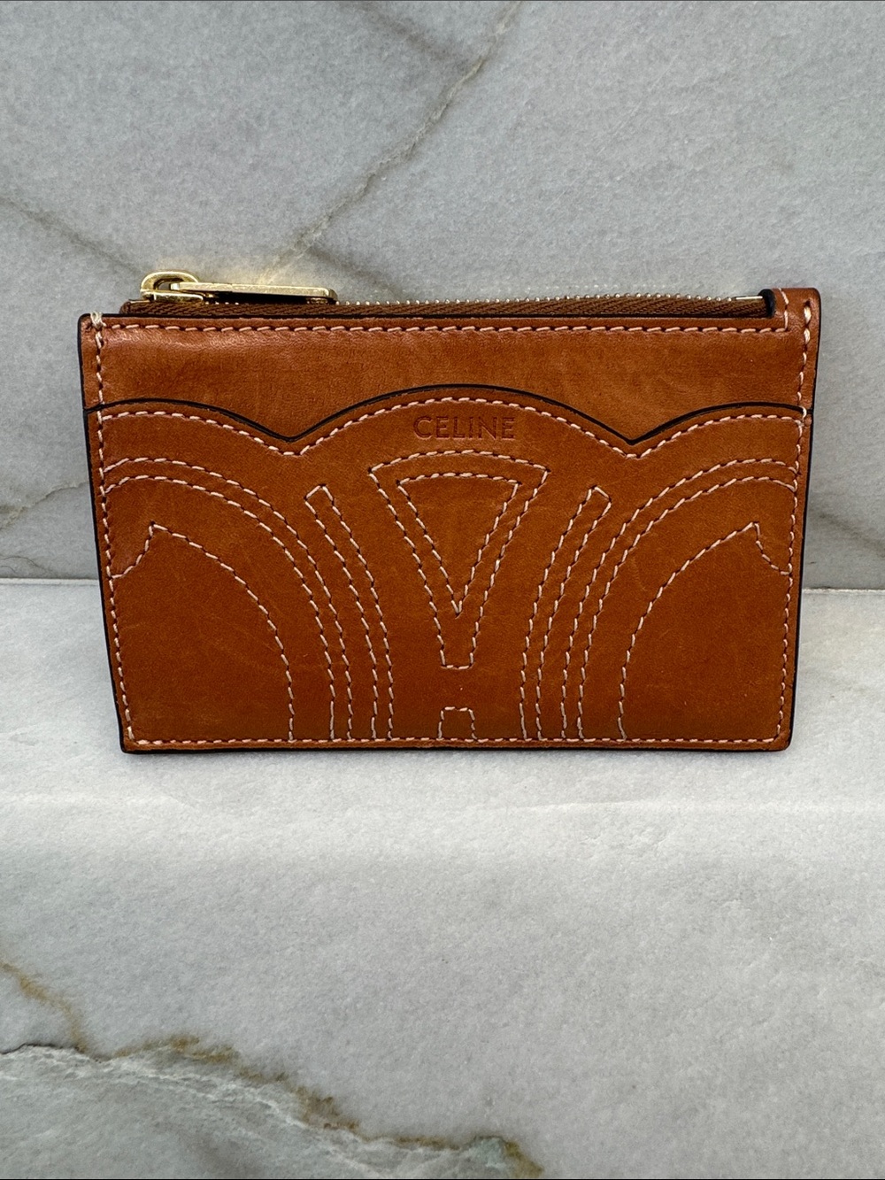 Celine Leather Zip Card Holder